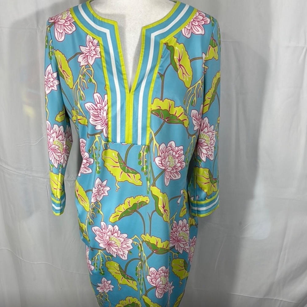 Gretchen Scott Designs Pink and Yellow Resort Midi Dress